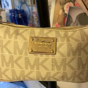 Michael by Michael Kors Cream and Tan Wristlet